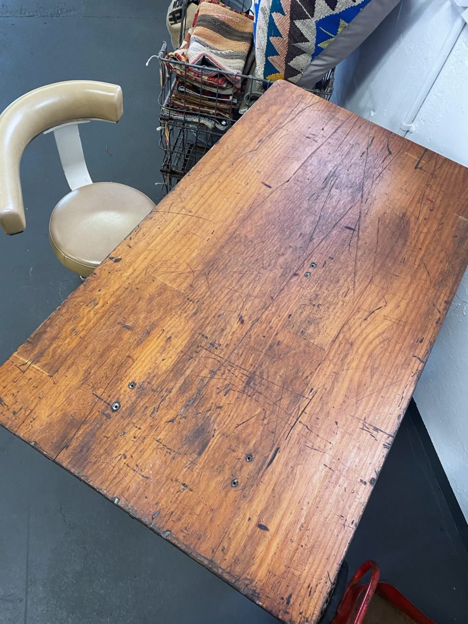 Vintage Machinery Base Table with Old Timber Top