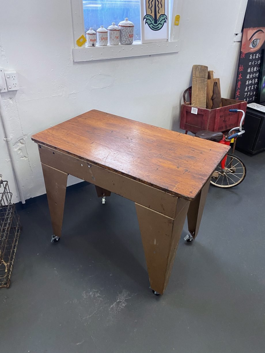 Vintage Machinery Base Table with Old Timber Top