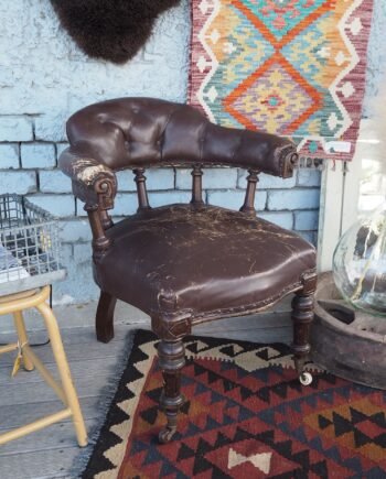 Vintage Armchair with leather & wood