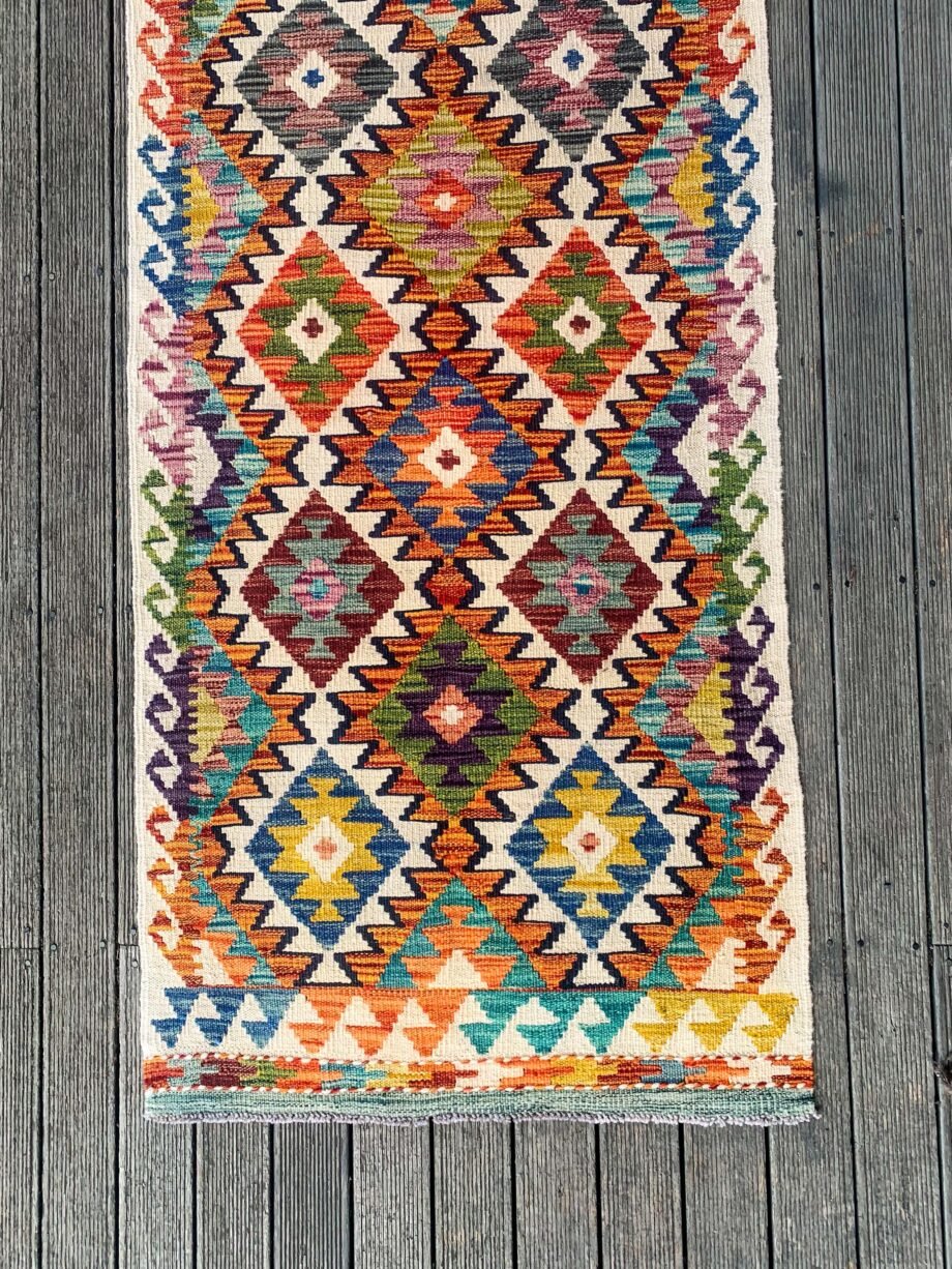 Hand Knotted Pakistan Chobi Kilim Runner - 288 x 74