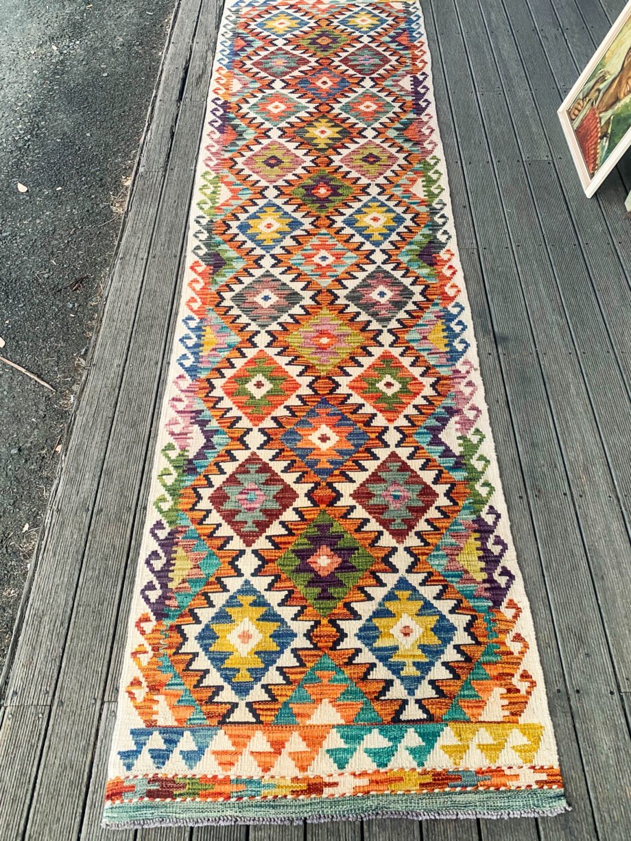 Hand Knotted Pakistan Chobi Kilim Runner - 288 x 74